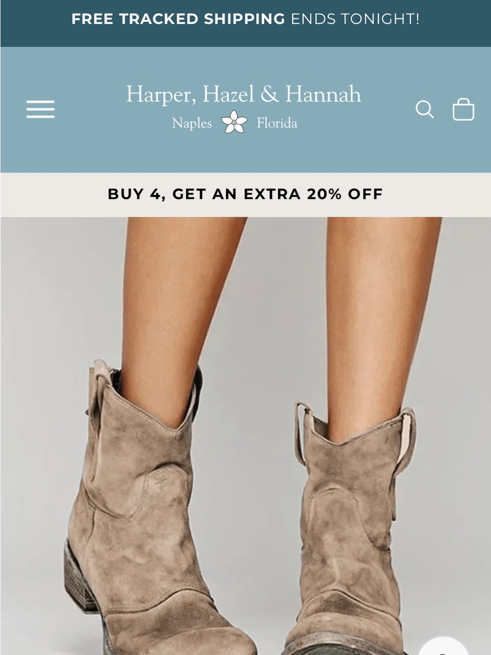 Tan Suede Women's Ankle Boots - Casual Western Style